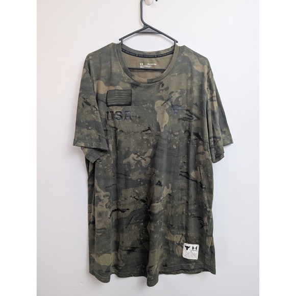 Under Armour Other - D6 Under Armor Blood,Sweat & Respect Men's XXL Camo Tee w/Flag Patch USA Rock